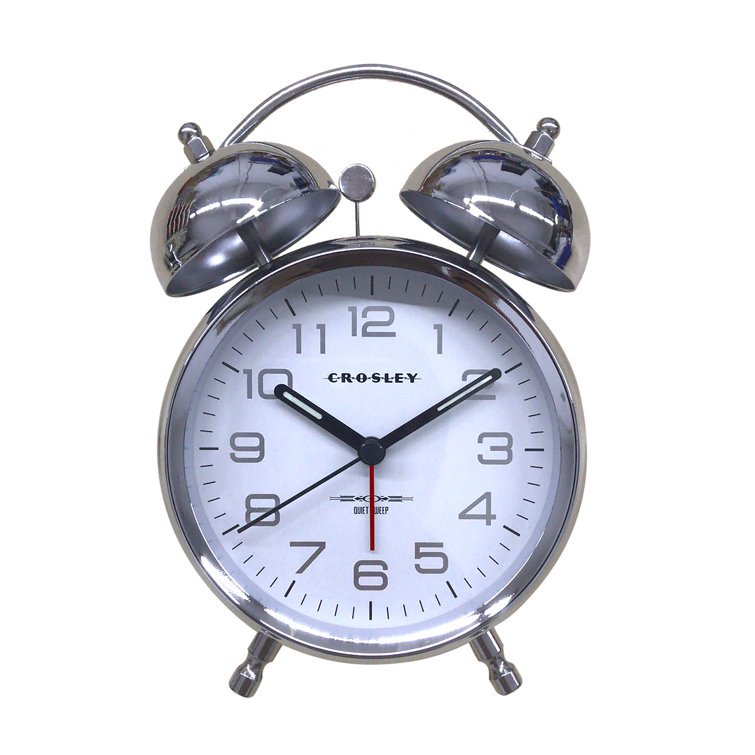 Crosley Analog Metal Quartz Alarm Tabletop Clock in Silver Wayfair